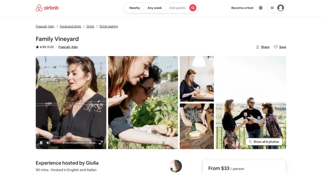 Family vineyard airbnb experiences